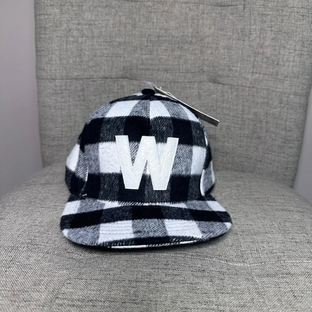 Woolrich Buffalo Plaid Baseball Cap One Size Adjustable Strap Black‎ White